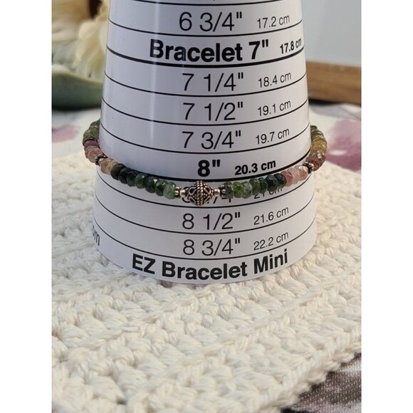 Watermelon Tourmaline Bracelet 925 Sterling Silver 7.5–8" Faceted Beads Handmade - Picture 9 of 9